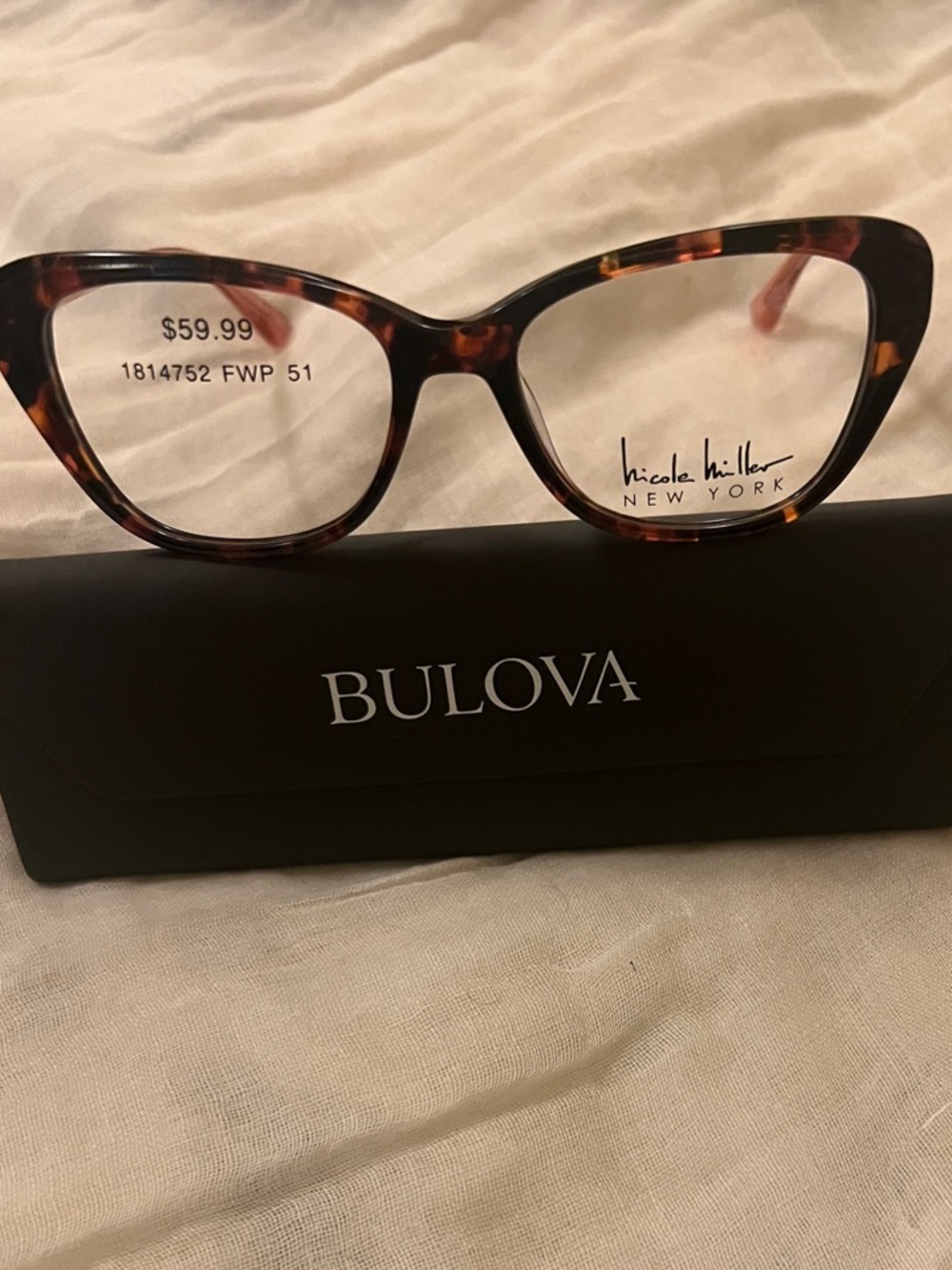 Nicole Miller Tortoiseshell Cat-Eye Eyeglasses - Brown/Black